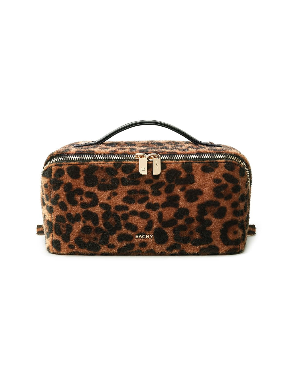 EACHY Travel Makeup Bag for Women, PU Leather Cosmetic Bag, Brown, Medium | Water-resistant PU leather exterior with flat-open access, clear TPU brush compartment and organized storage for cosmetics