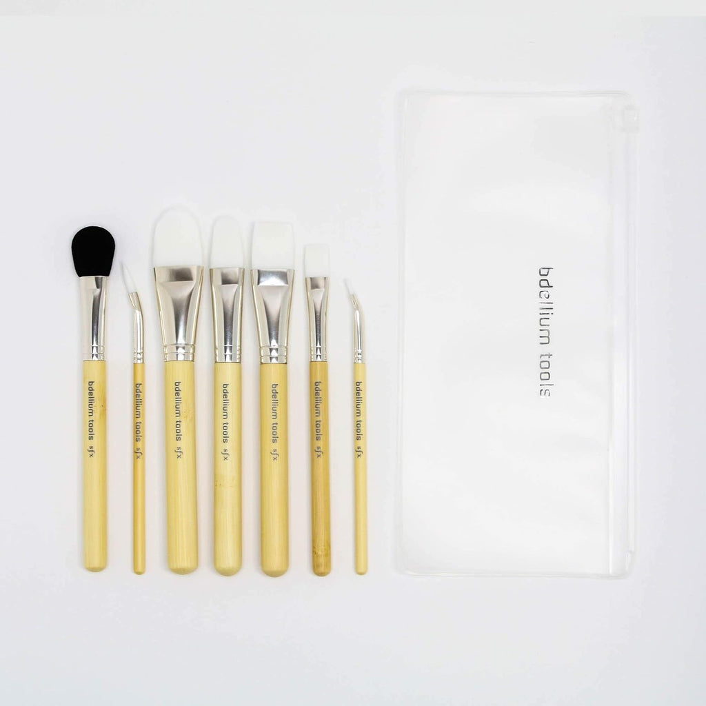 Bdellium Tools Professional Makeup Brush SFX Glue Brush Set 7 PC. With Ziplock Pouch