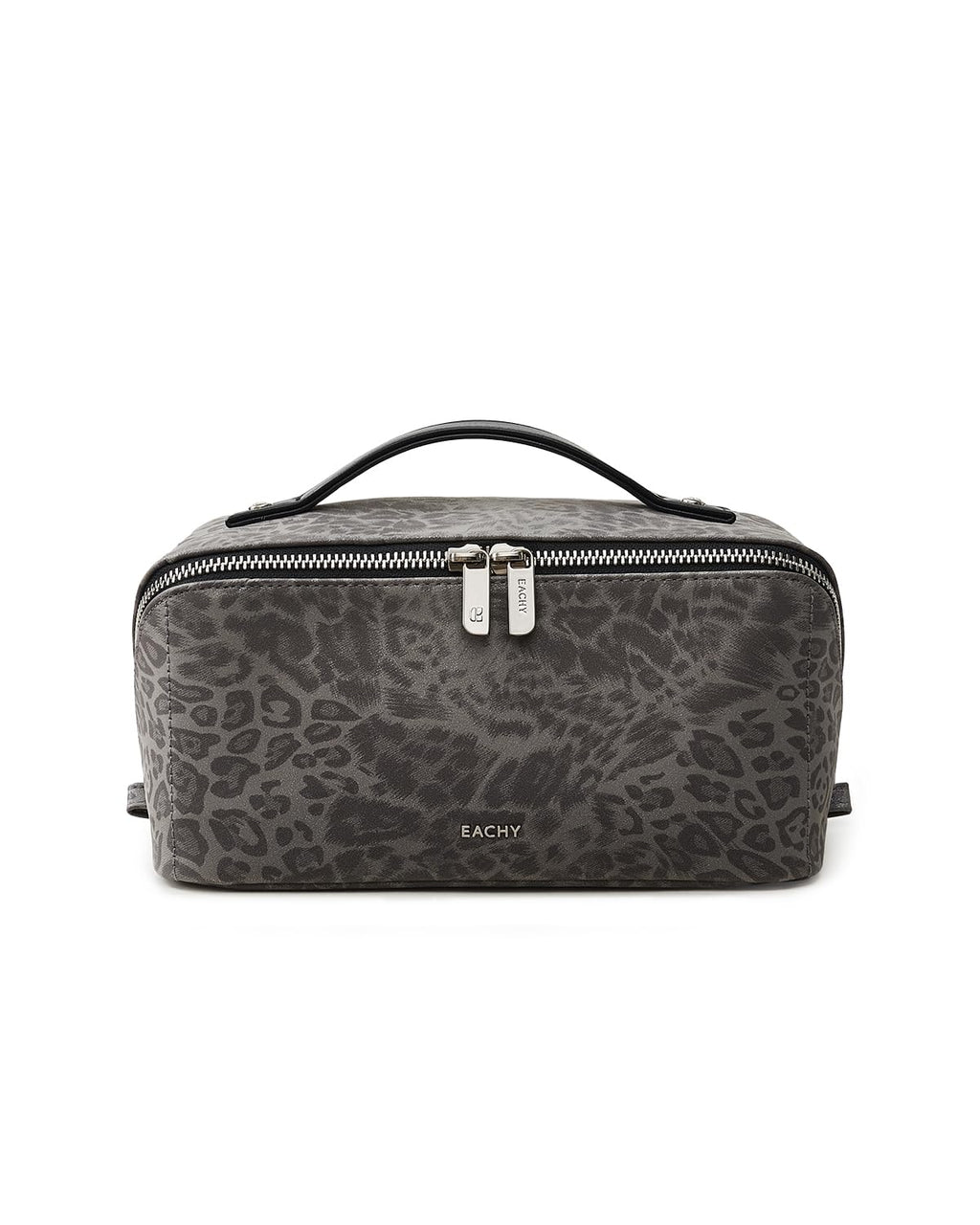 EACHY Travel Makeup Bag for Women, PU Leather Cosmetic Bag, Brown, Medium | Water-resistant PU leather exterior with flat-open access, clear TPU brush compartment and organized storage for cosmetics