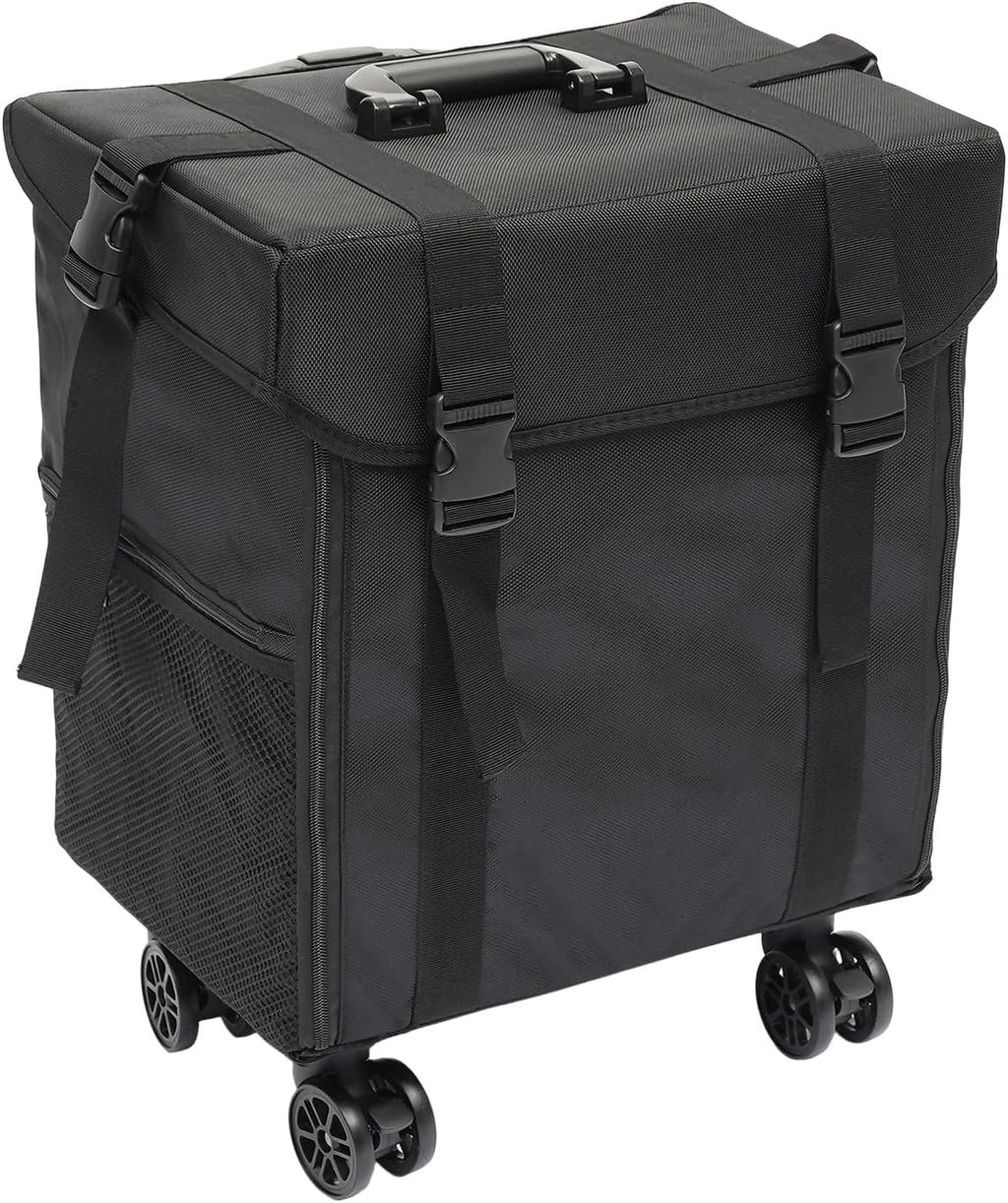 16.54in Rolling Makeup Case, Multifuctional Soft Sided Make up Train Case, Multi-tier Makeup Suitcase with Wheels for Makeup Artist Nail Technician and Hairstylist