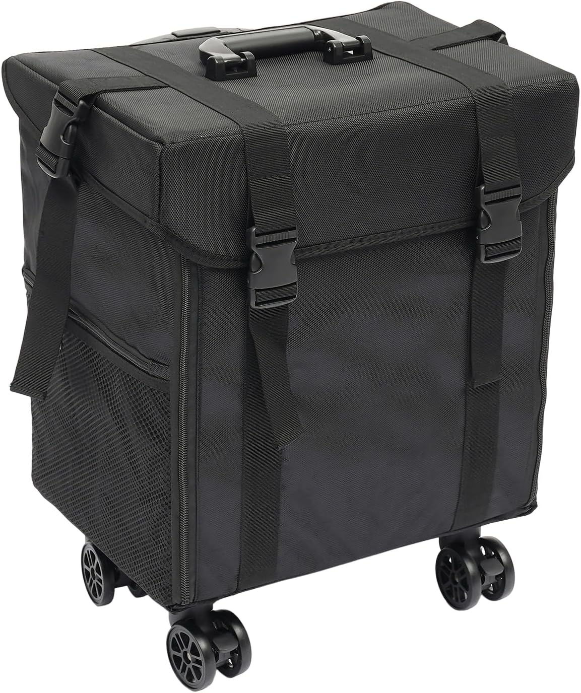 16.54in Rolling Makeup Case, Multifuctional Soft Sided Make up Train Case, Multi-tier Makeup Suitcase with Wheels for Makeup Artist Nail Technician and Hairstylist