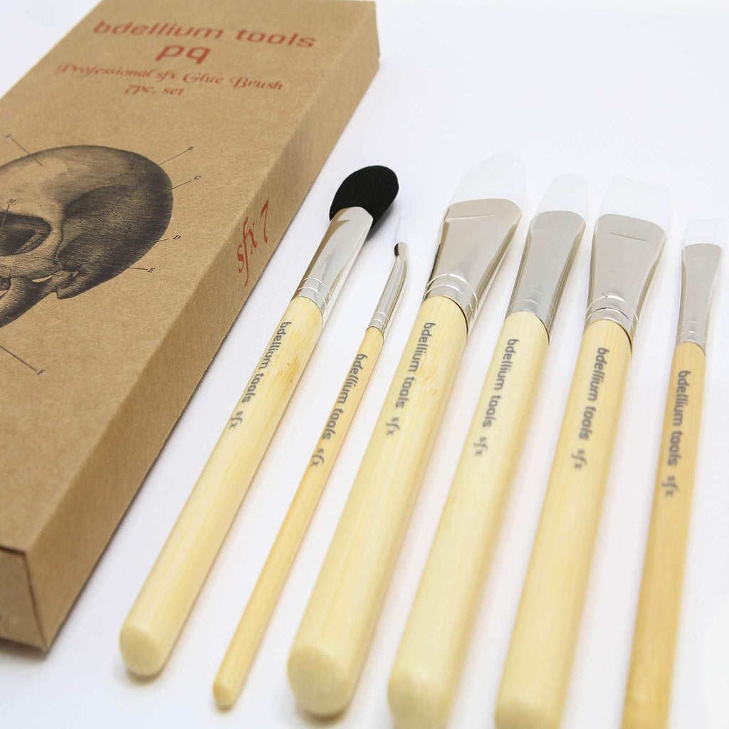 Bdellium Tools Professional Makeup Brush SFX Glue Brush Set 7 PC. With Ziplock Pouch
