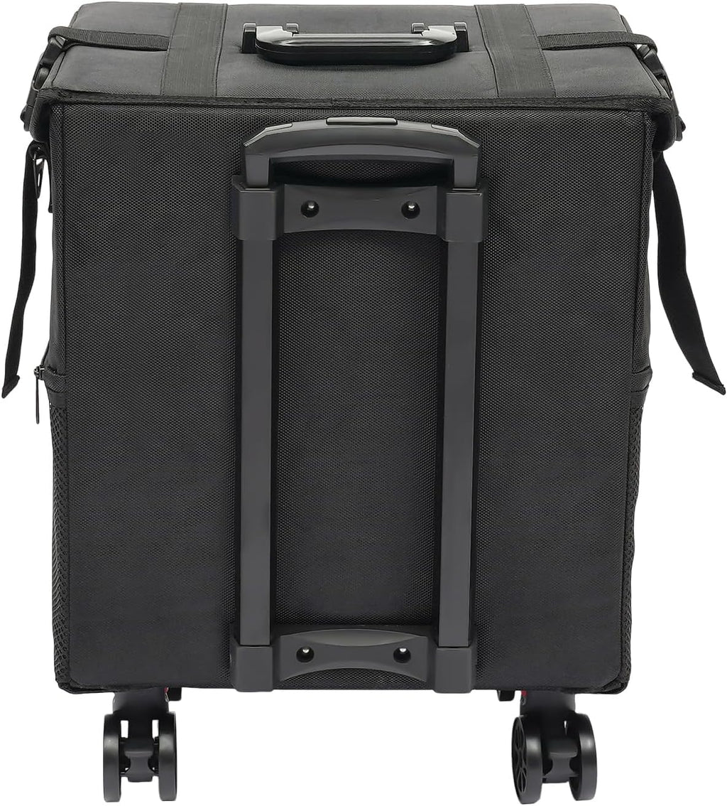 16.54in Rolling Makeup Case, Multifuctional Soft Sided Make up Train Case, Multi-tier Makeup Suitcase with Wheels for Makeup Artist Nail Technician and Hairstylist