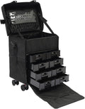 16.54in Rolling Makeup Case, Multifuctional Soft Sided Make up Train Case, Multi-tier Makeup Suitcase with Wheels for Makeup Artist Nail Technician and Hairstylist