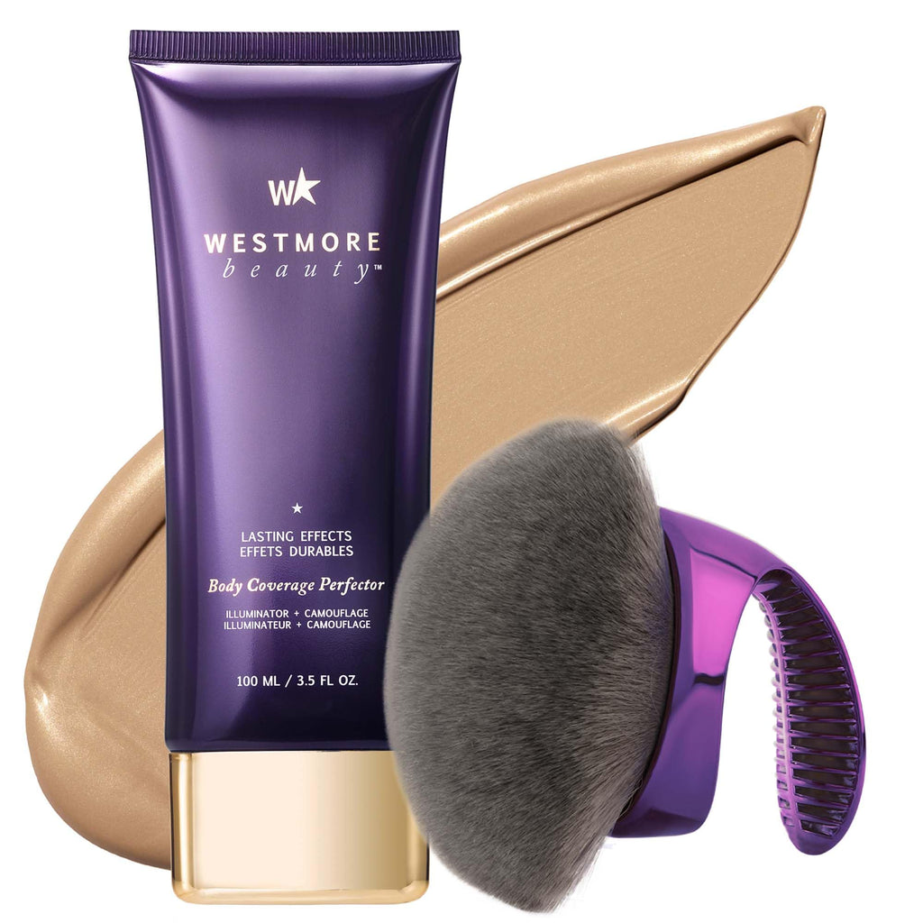 Westmore Beauty Body Coverage Perfector & Brush - Waterproof Leg Makeup- 2N