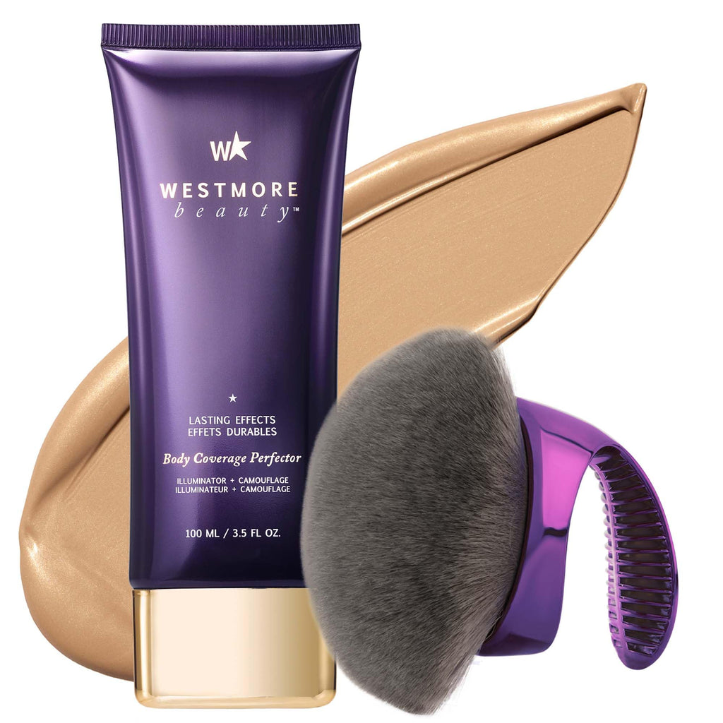 Westmore Beauty Body Coverage Perfector & Brush - Waterproof Leg Makeup- 2N