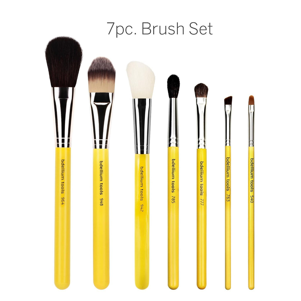 Bdellium Tools Professional Makeup Brush Studio Series - Basic 7pc. Brush Set with Roll-Up Pouch
