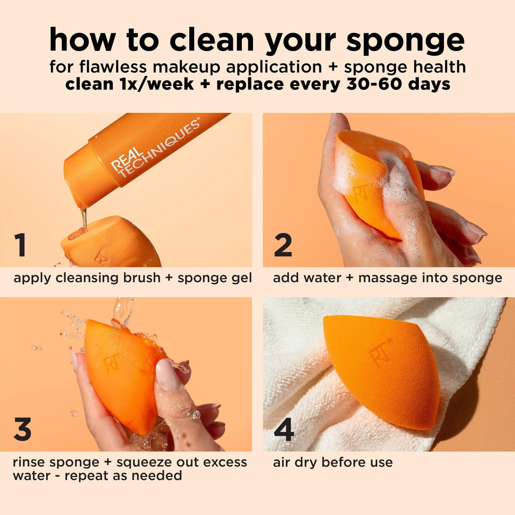 Real Techniques Miracle Complexion Sponge, 4 Pack, Makeup Blending Sponges | Makeup sponges for foundation, 3-point design, foundation applicator, latex-free beauty sponge