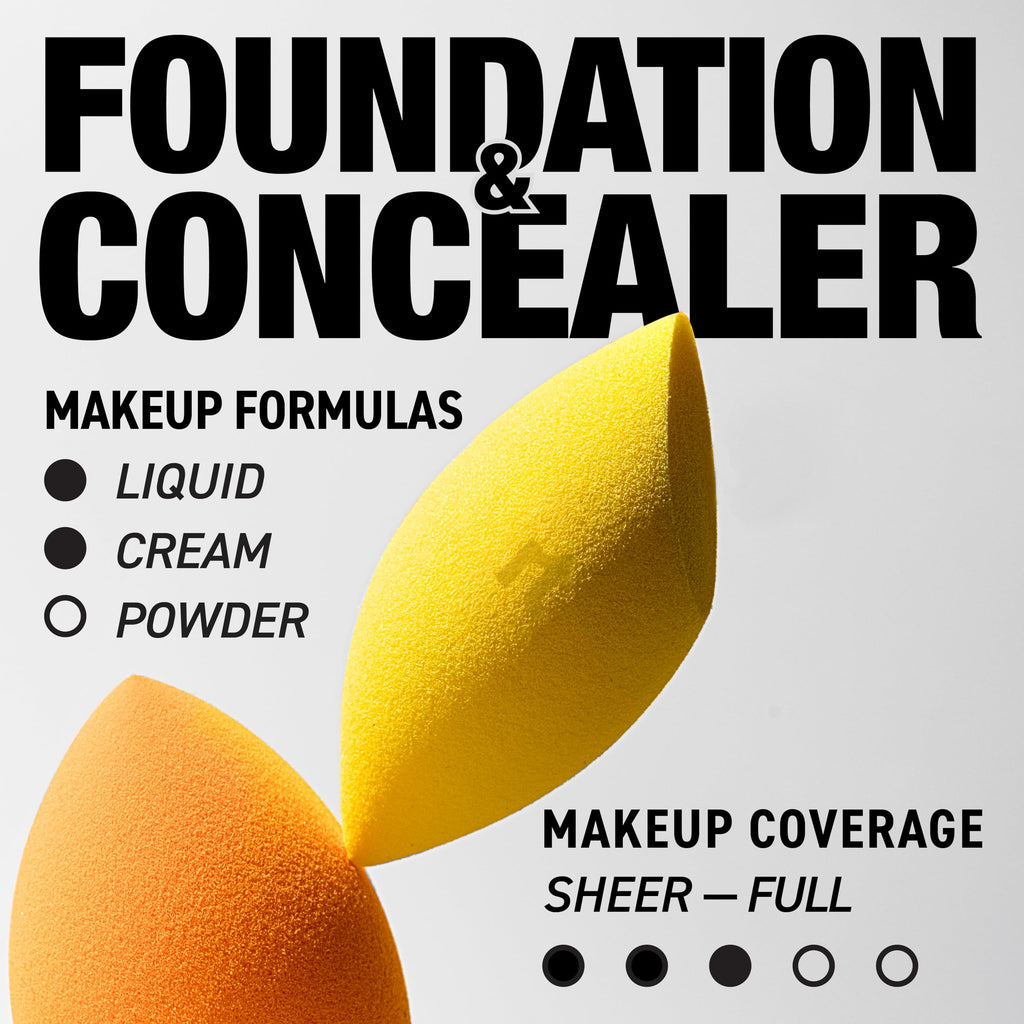 Real Techniques Miracle Complexion Sponge, 4 Pack, Makeup Blending Sponges | Makeup sponges for foundation, 3-point design, foundation applicator, latex-free beauty sponge