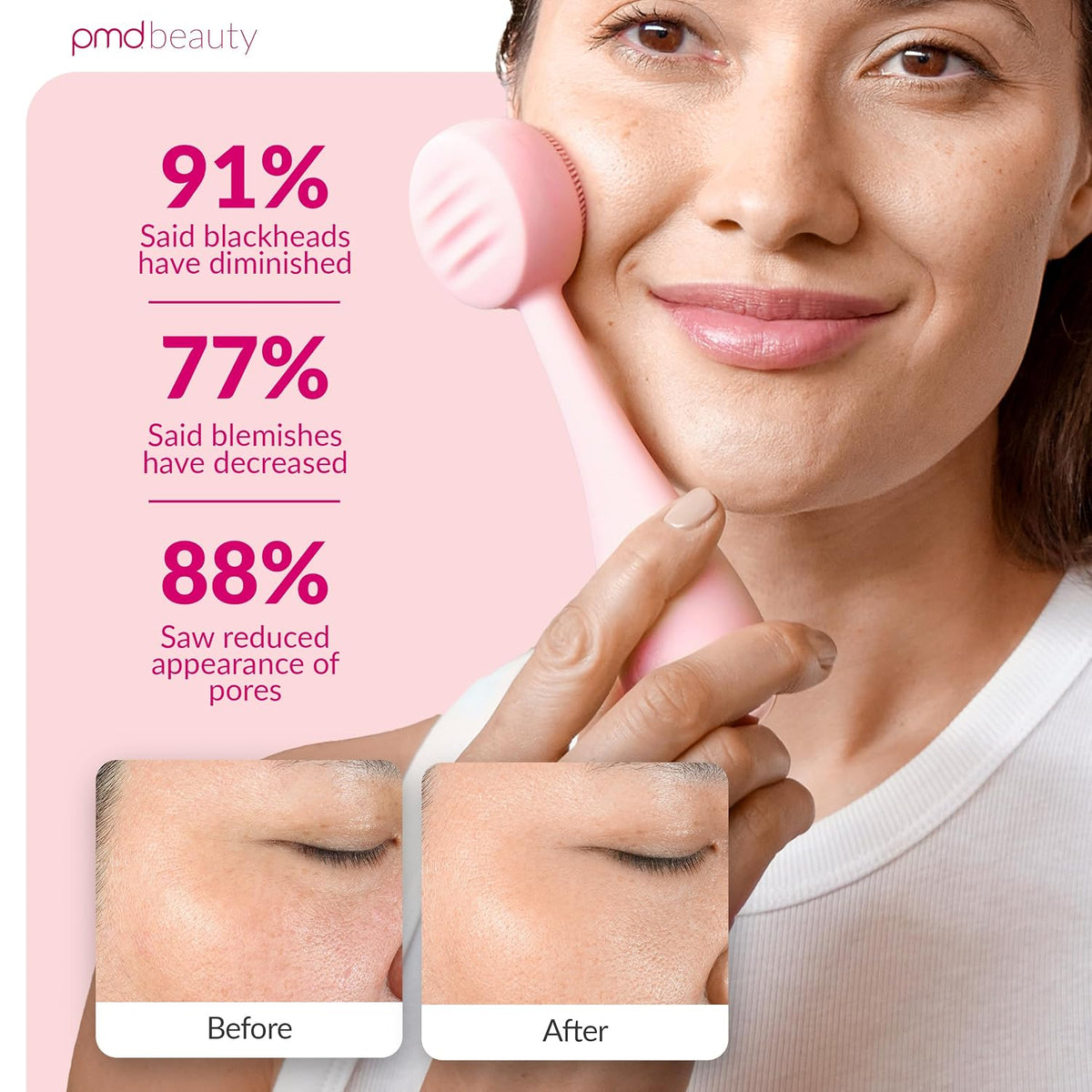 PMD Beauty Clean Facial Cleansing Brush – Waterproof Silicone Face Cleanser with Sonic Technology