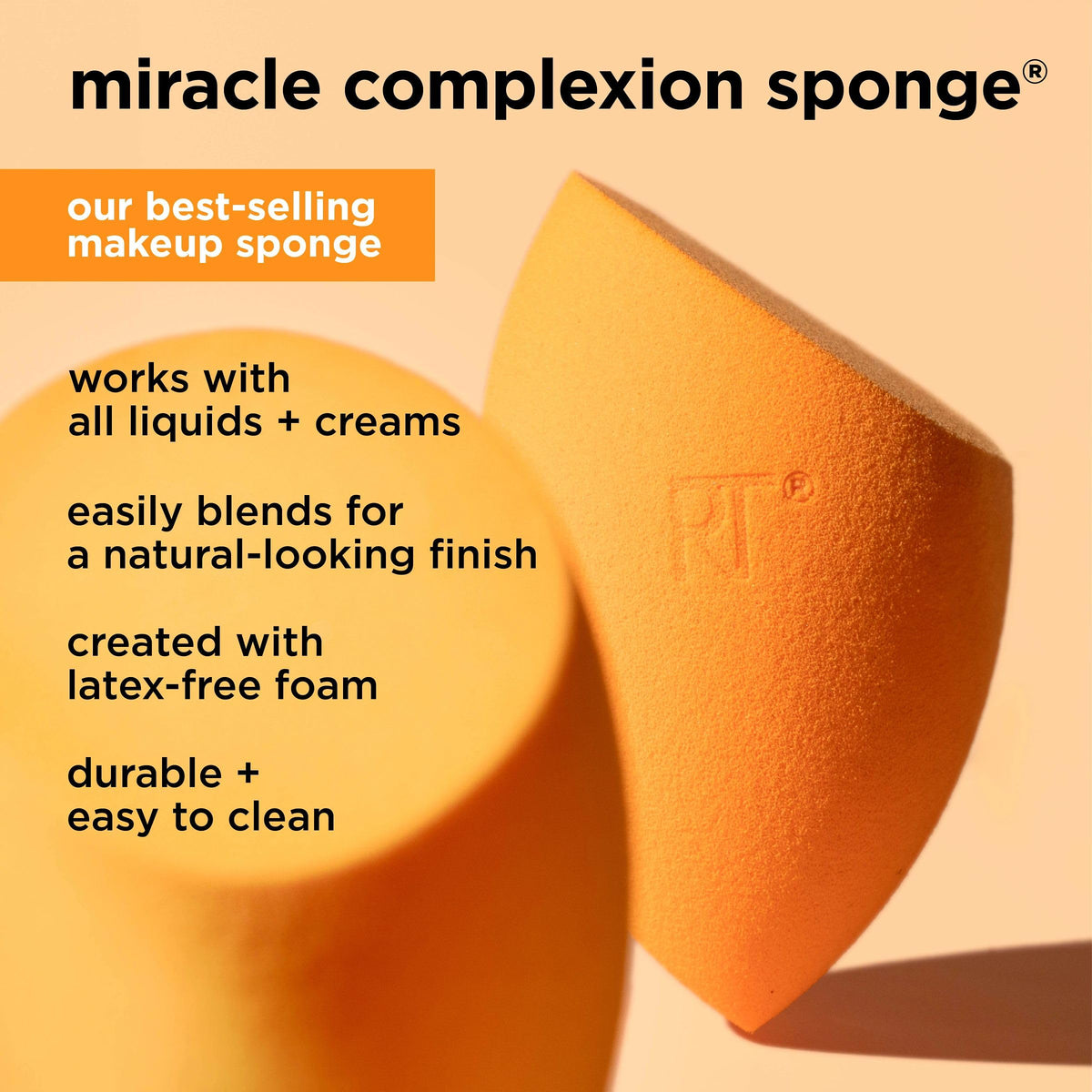 Real Techniques Miracle Complexion Sponge, 4 Pack, Makeup Blending Sponges | Makeup sponges for foundation, 3-point design, foundation applicator, latex-free beauty sponge
