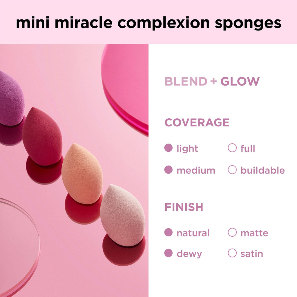 Real Techniques Miracle Complexion Sponge, 4 Pack, Makeup Blending Sponges | Makeup sponges for foundation, 3-point design, foundation applicator, latex-free beauty sponge