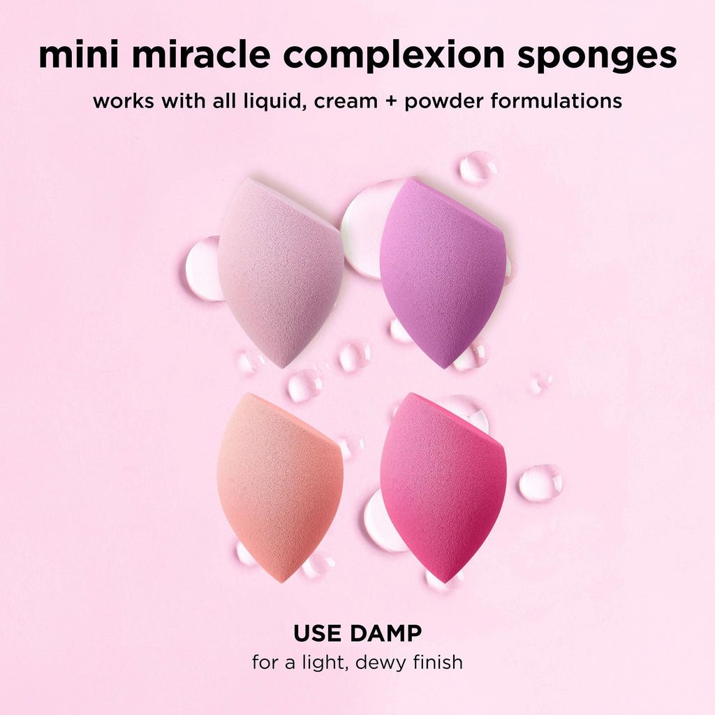 Real Techniques Miracle Complexion Sponge, 4 Pack, Makeup Blending Sponges | Makeup sponges for foundation, 3-point design, foundation applicator, latex-free beauty sponge