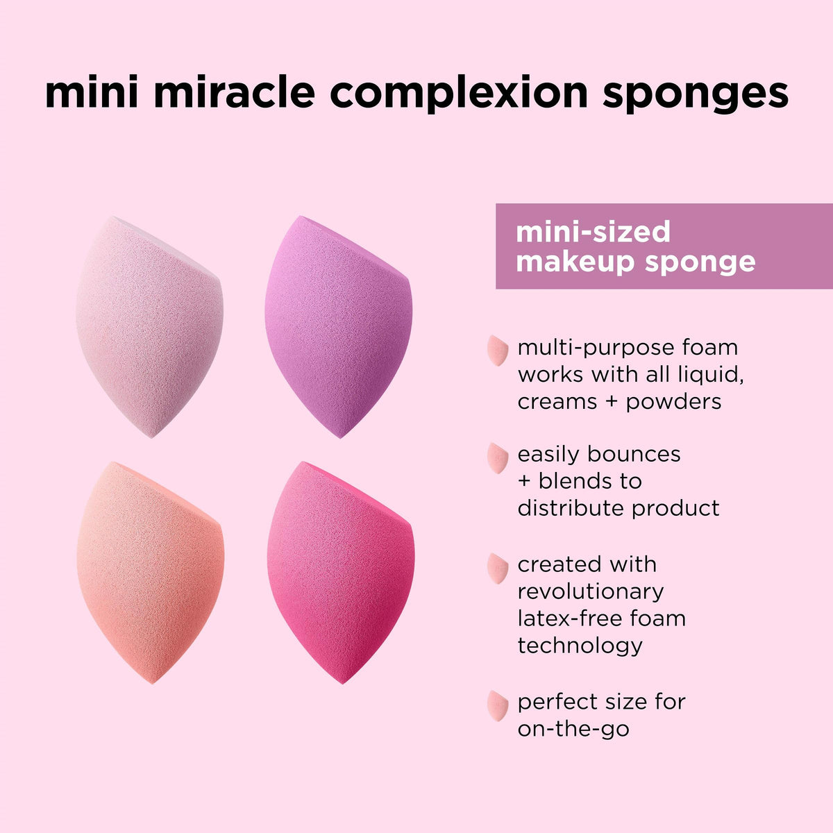 Real Techniques Miracle Complexion Sponge, 4 Pack, Makeup Blending Sponges | Makeup sponges for foundation, 3-point design, foundation applicator, latex-free beauty sponge