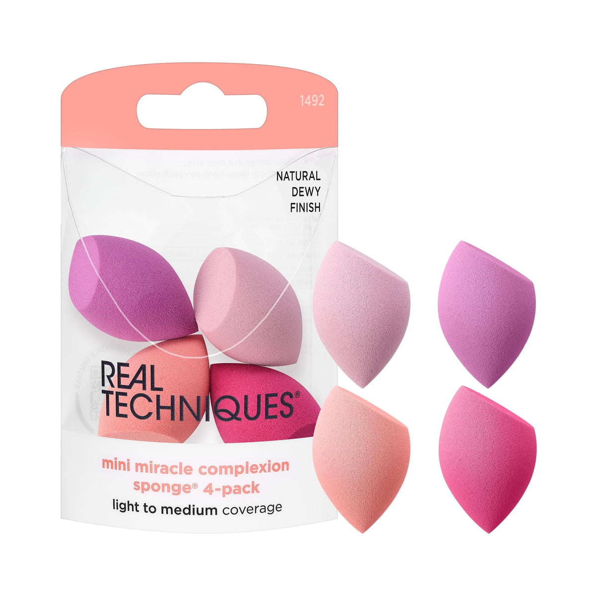 Real Techniques Miracle Complexion Sponge, 4 Pack, Makeup Blending Sponges | Makeup sponges for foundation, 3-point design, foundation applicator, latex-free beauty sponge
