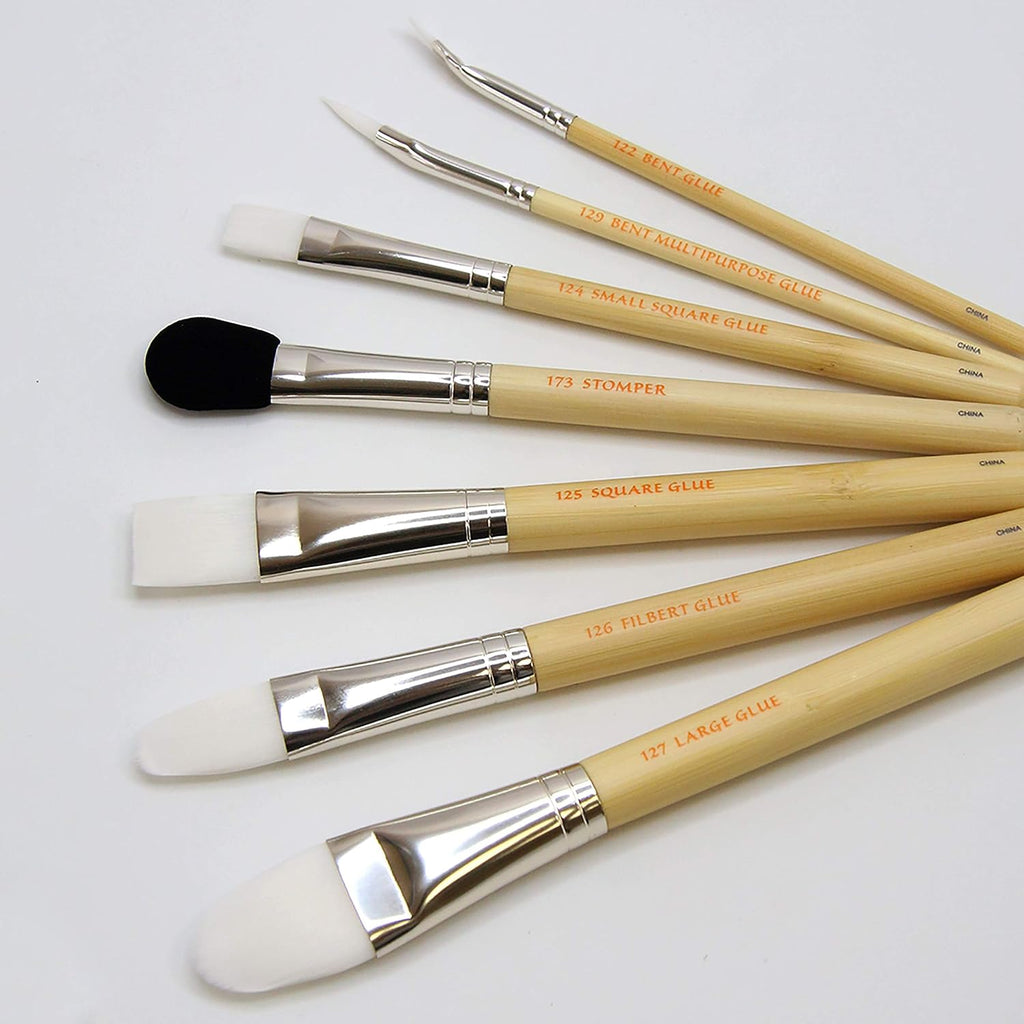 Bdellium Tools Professional Makeup Brush SFX Glue Brush Set 7 PC. With Ziplock Pouch