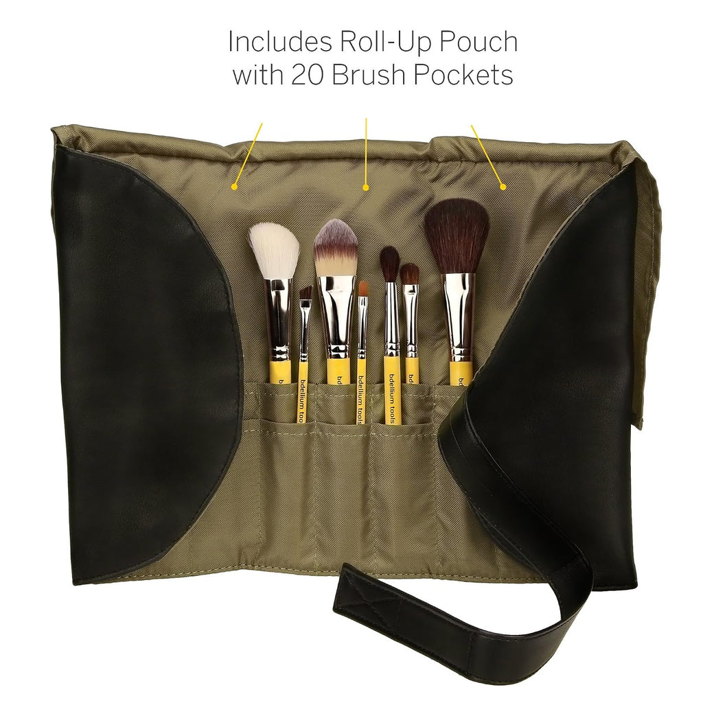 Bdellium Tools Professional Makeup Brush Studio Series - Basic 7pc. Brush Set with Roll-Up Pouch