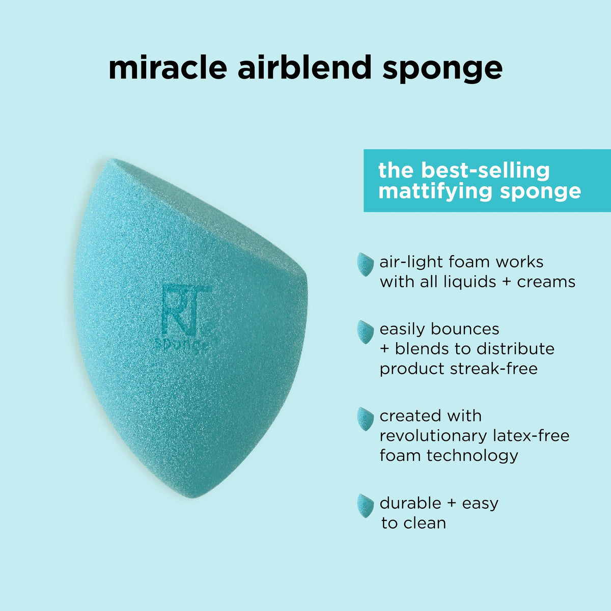 Real Techniques Miracle Complexion Sponge, 4 Pack, Makeup Blending Sponges | Makeup sponges for foundation, 3-point design, foundation applicator, latex-free beauty sponge