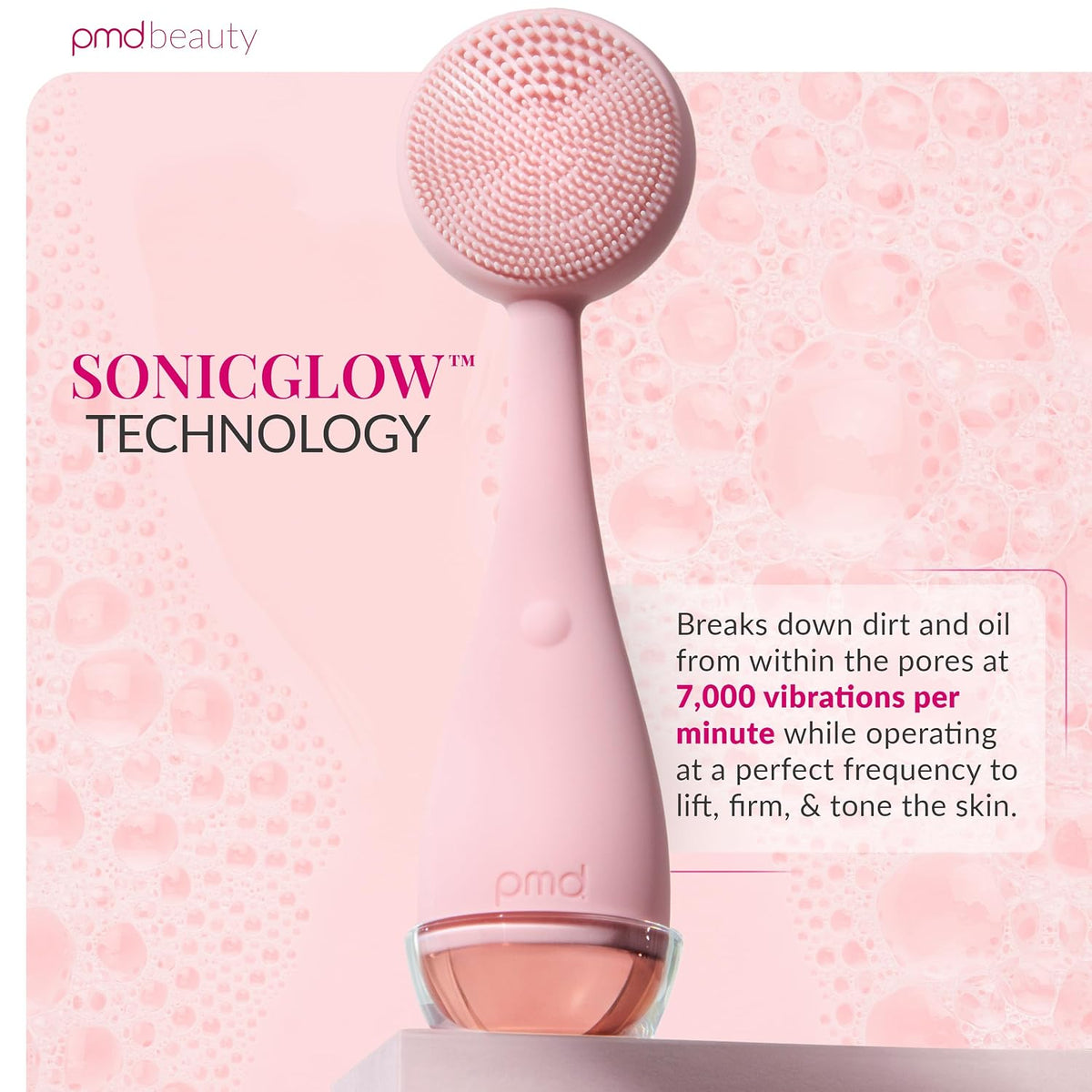 PMD Beauty Clean Facial Cleansing Brush – Waterproof Silicone Face Cleanser with Sonic Technology