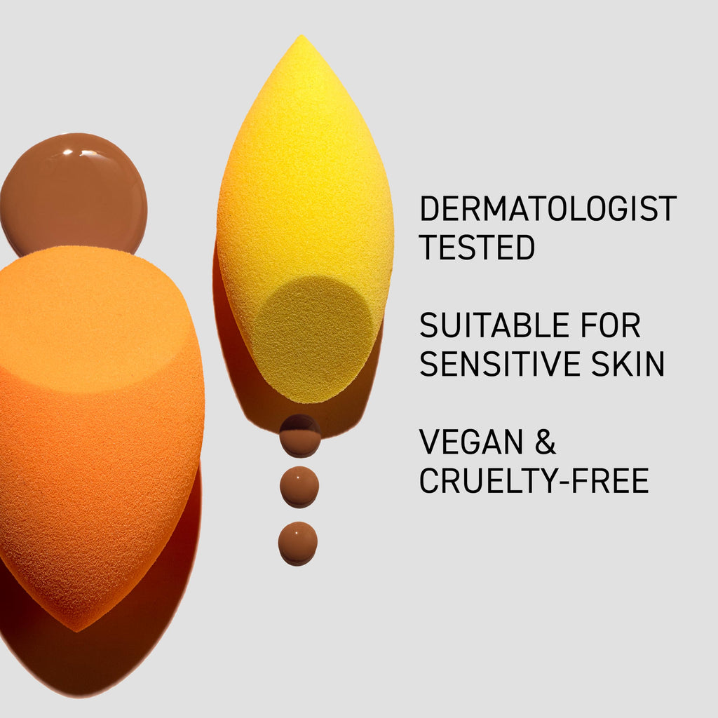 Real Techniques Miracle Complexion Sponge, 4 Pack, Makeup Blending Sponges | Makeup sponges for foundation, 3-point design, foundation applicator, latex-free beauty sponge