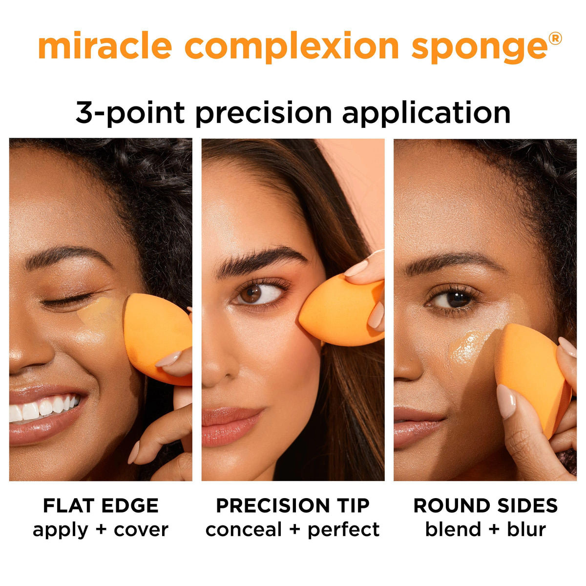 Real Techniques Miracle Complexion Sponge, 4 Pack, Makeup Blending Sponges | Makeup sponges for foundation, 3-point design, foundation applicator, latex-free beauty sponge