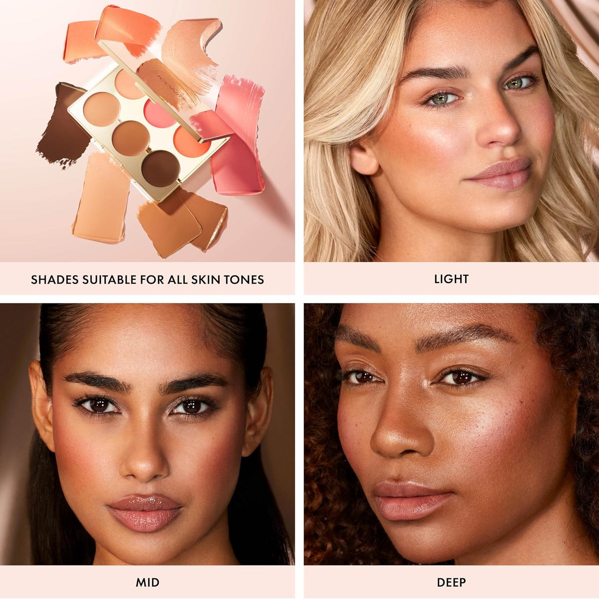 ICONIC LONDON Multi Use Cream Blush, Bronze, and Highlight Palette & Precision Duo Contour Brush Bundle | Contour, Conceal and Highlight with Two Sided Makeup Brush for Contouring